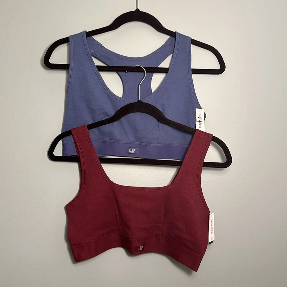 GapBody Logo Comfort Bralette Bundle Maroon and Blue Size Large